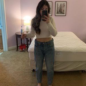 LEVIS WEDGIE STRAIGHT FIT JEANS WITH FRAYED BOTTOMS